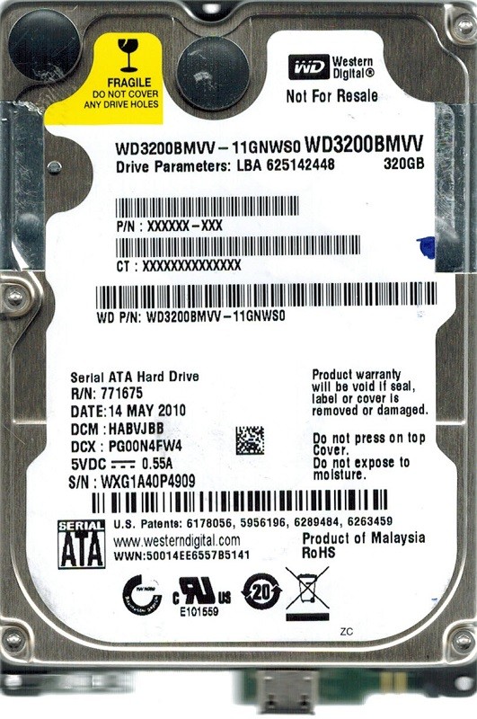Western Digital WD3200BMVV-11GNWS0 320GB DCM: HABVJBB