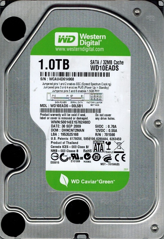 Western Digital WD10EADS-00L5B1 1TB DCM: DHNCNT2MAN