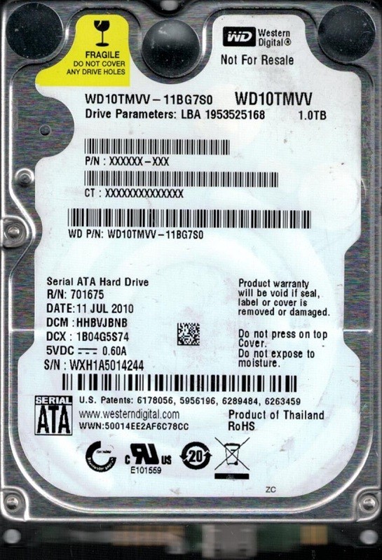 WD10TMVV-11BG7S0 DCM: HHBVJBNB WXH1A Western Digital 1TB