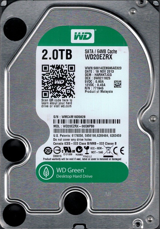 Western Digital WD20EZRX-00D8PB0 DCM: HARNKTJCG 2TB