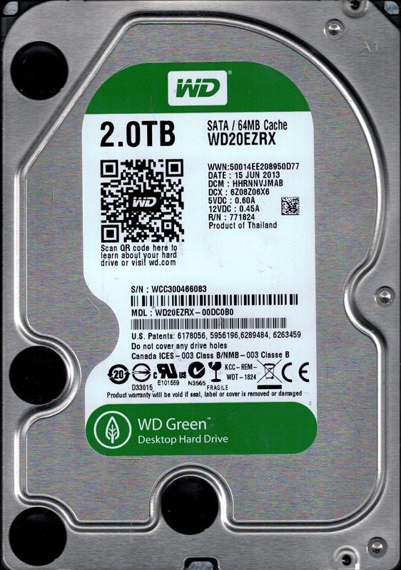 WD20EZRX-00DC0B0 DCM: HHRNNVJMAB WCC30 Western Digital  2TB