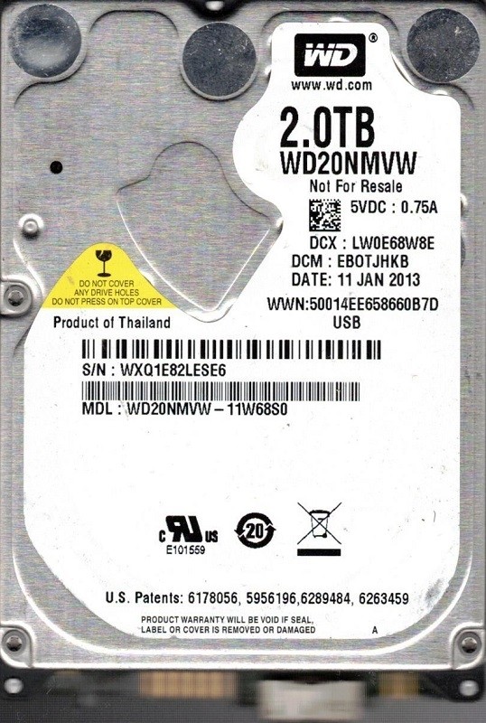 Western Digital WD20NMVW-11W68S0 USB 3.0 2TB DCM: EBOTJHKB