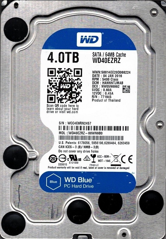 WD40EZRZ-00WN9B0 DCM: HANNNTJMAB WCC4E Western Digital 4TB