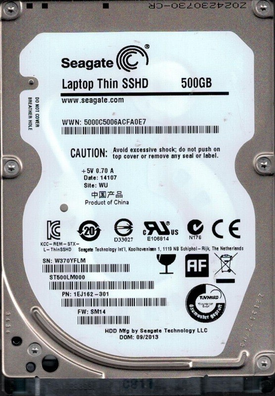Seagate ST500LM000 SSD Hybrid P/N: 1EJ162-301 F/W: SM14 500GB WU W37