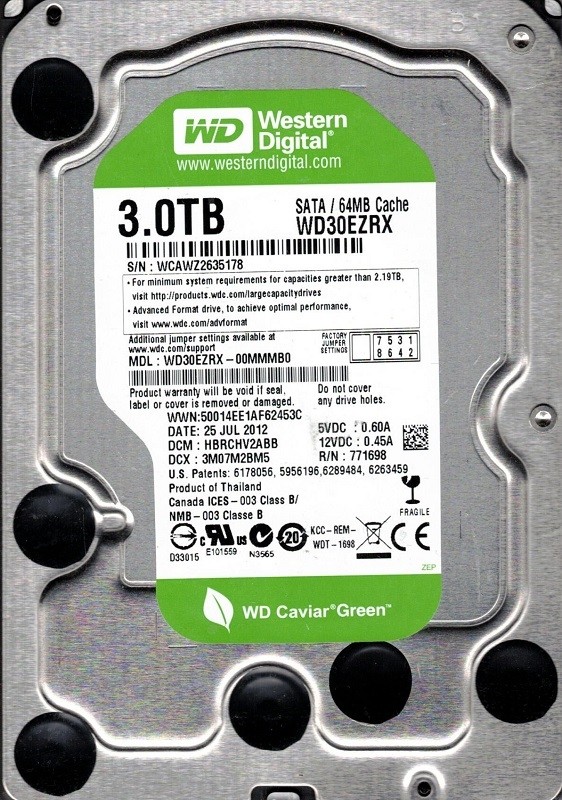 WD30EZRX-00MMMB0 DCM: HBRCHV2ABB WCAWZ Western Digital 3TB