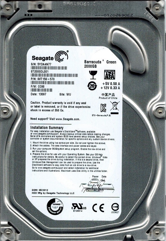 Seagate ST2000DL001 P/N: 9VT156-570 F/W: CC98 2TB WU