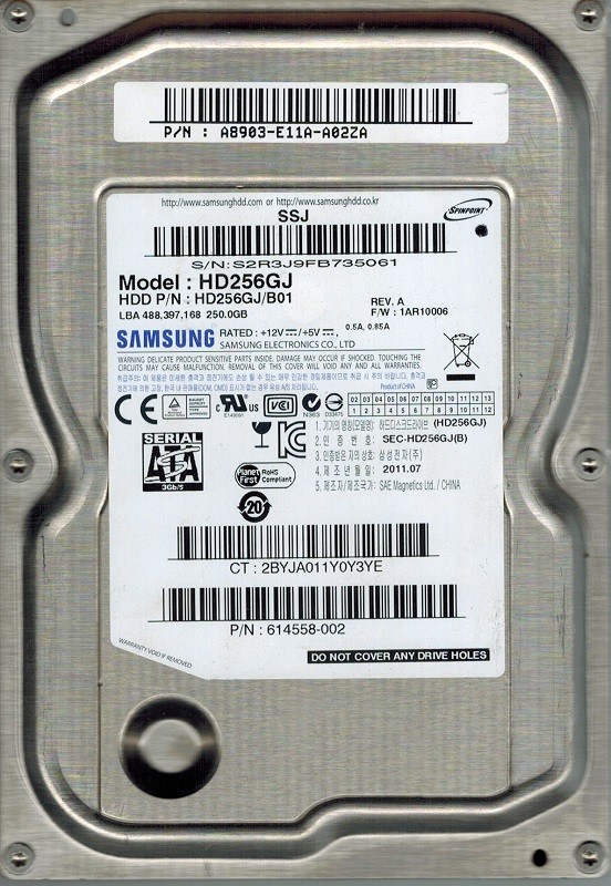 Samsung HD256GJ SPINPOINT 250GB P/N: A8903-E11A-A02ZA