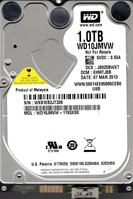 Western Digital WD10JMVW-11S5XS0 1TB USB 3.0 DCM: EHMTJBB WX81E