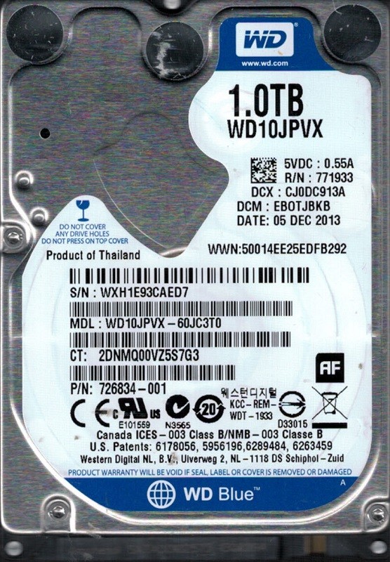 WD10JPVX-60JC3T0 DCM: EBOTJBKB WXH1E Western Digital 1TB
