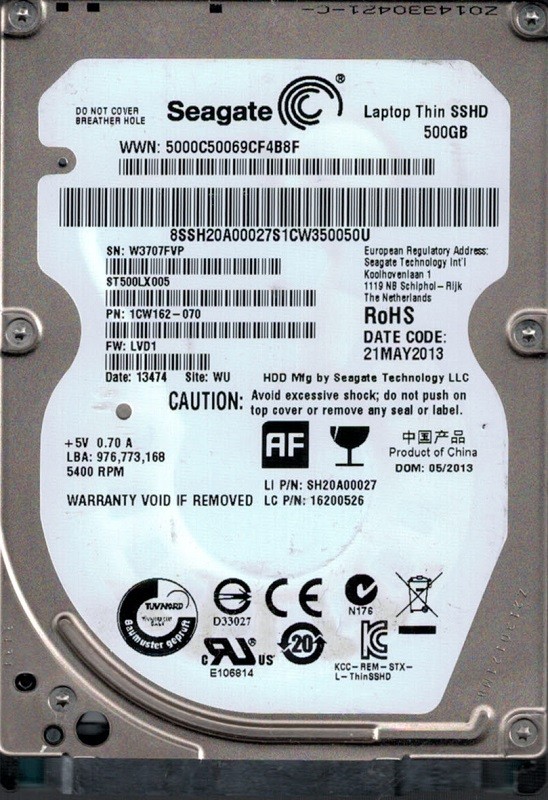 Seagate ST500LX005 P/N: 1CW162-070 F/W: LVD1 WU W37 500GB