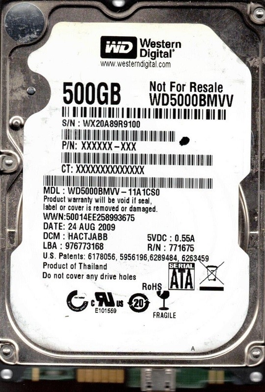 WD5000BMVV-11A1CS0 DCM: HACTJABB WX20A Western Digital 500GB