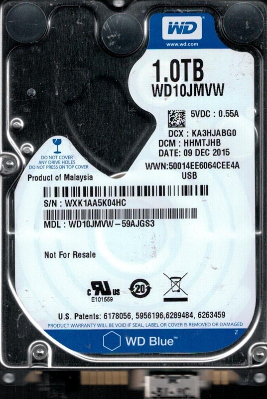 WD10JMVW-59AJGS3 DCM: HHMTJHB WXK1A Western Digital 1TB