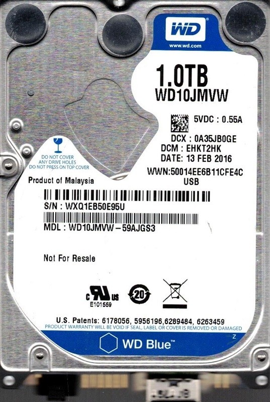 WD10JMVW-59AJGS3 DCM: EHKT2HK WXQ1E Western Digital 1TB