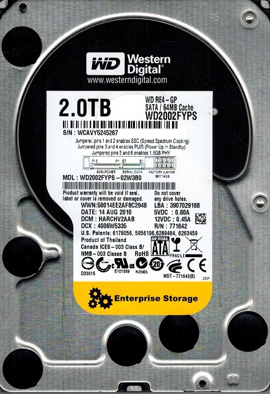 Western Digital WD2002FYPS-02W3B0 2TB DCM: HARCHV2AAB