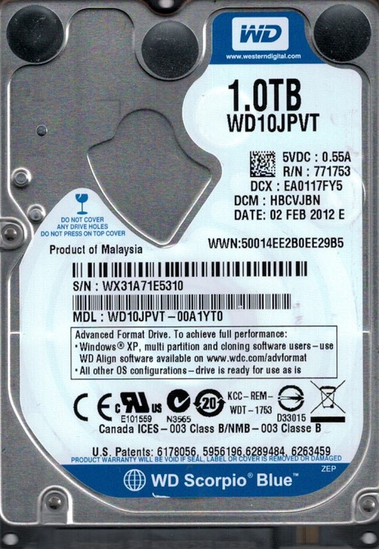 Western Digital WD10JPVT-00A1YT0 DCM: HBCVJBN 1TB