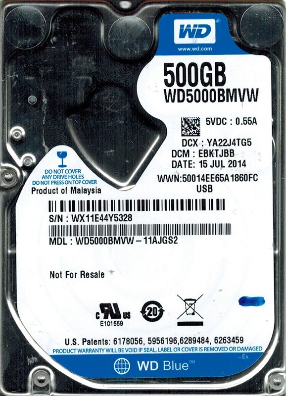 Western Digital WD5000BMVW-11AJGS2 DCM: EBKTJBB USB 3.0 500GB