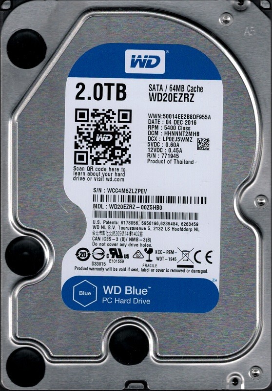 WD20EZRZ-00Z5HB0 DCM: HHNNNT2MHB WCC4M Western Digital 2TB