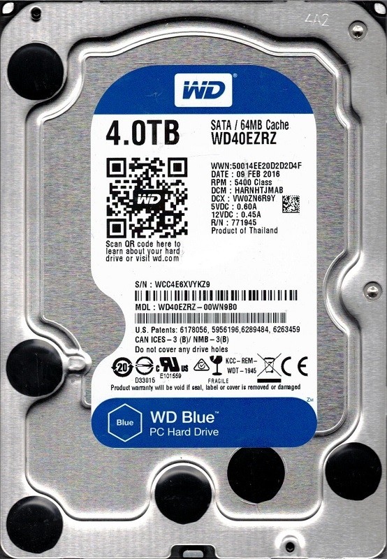 WD40EZRZ-00WN9B0 DCM: HARNHTJMAB WCC4E Western Digital 4TB
