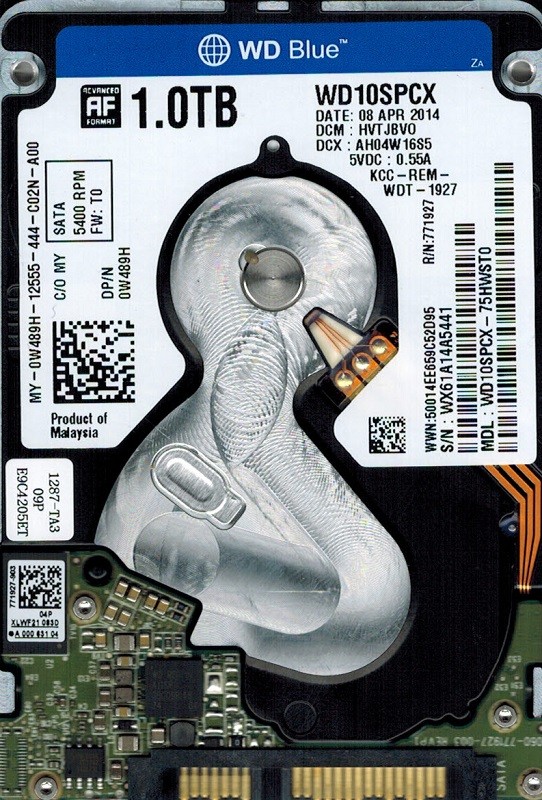 Western Digital WD10SPCX-75HWST0 1TB DCM: HVTJBVO