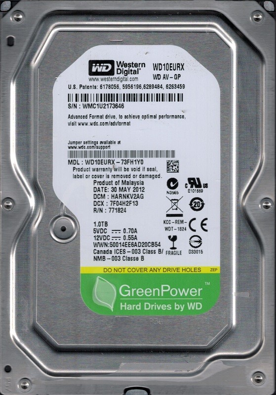 WD10EURX-73FH1Y0 DCM: HARNKV2AG WMC1U Western Digital 1TB