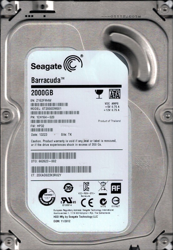 ST2000DM001 P/N: 1CH164-020 F/W: HP32 TK Z1E Seagate 2TB