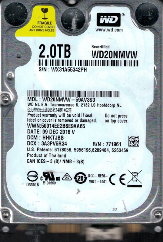 WD20NMVW-59AV3S3 DCM: HHKTJBB WX31A Western Digital 2TB