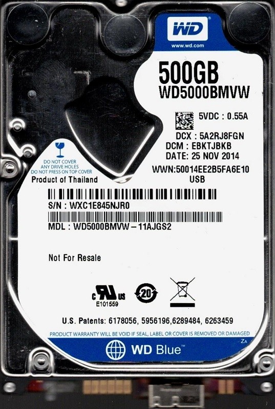 WD5000BMVW-11AJGS2 DCM: EBKTJBKB WXC1E Western Digital 500GB