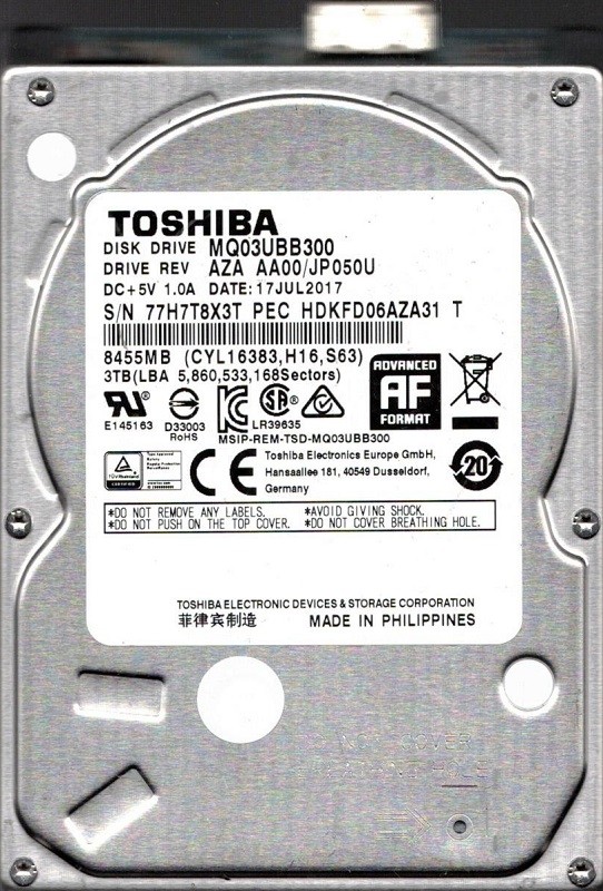 MQ03UBB300 AZA AA00/JP050U Philippines Toshiba 3TB USB 3.0