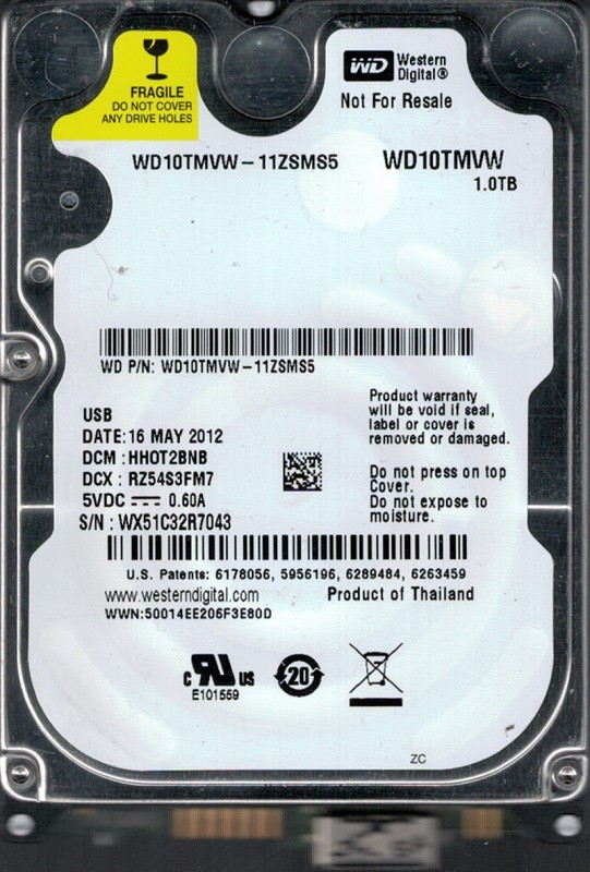 Western Digital WD10TMVW-11ZSMS5 1TB USB 3.0 DCM: HHOT2BNB WX51C