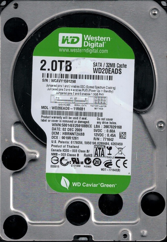 Western Digital WD20EADS-11R6B1 2TB DCM: HBRNNT2ABB