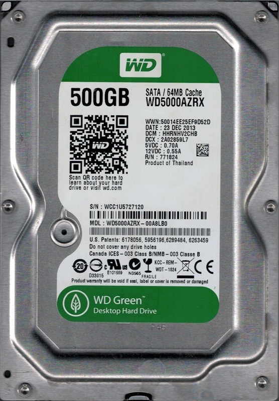 Western Digital WD5000AZRX-00A8LB0 500GB DCM: HHRNHV2CHB