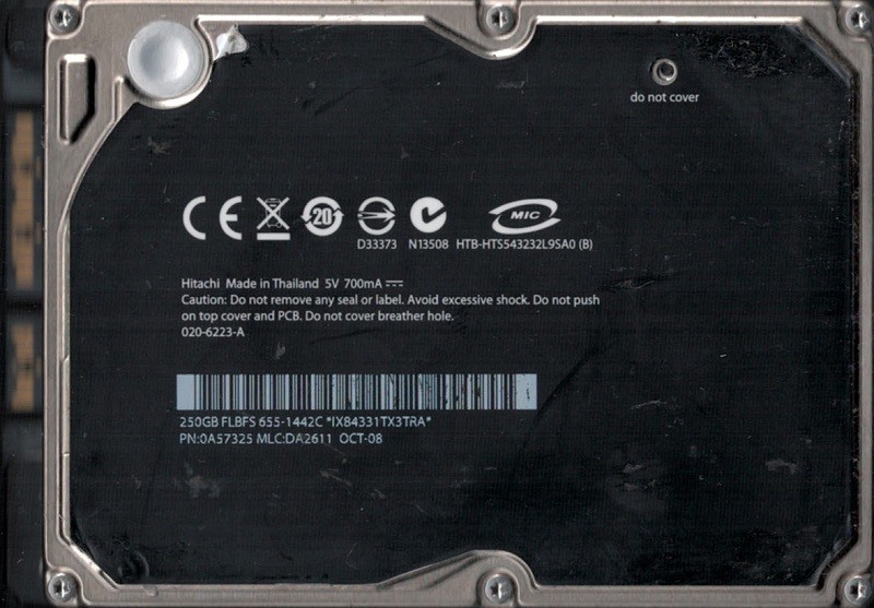 Hitachi HTS543232L9SA0 MLC: DA2611 P/N: 0A57325 MAC 655-1442C 250GB