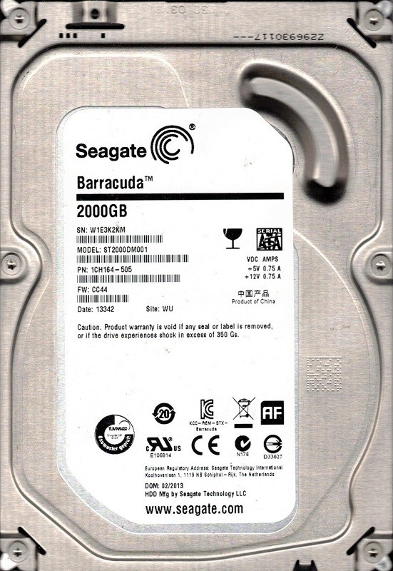 Seagate ST2000DM001 P/N: 1CH164-505 F/W: CC44 2TB WU W1E
