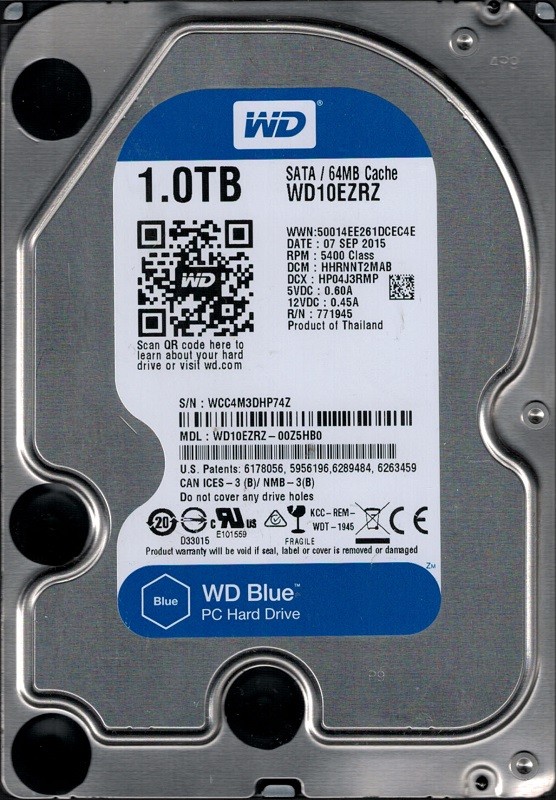 WD10EZRZ-00Z5HB0 DCM: HHRNNT2MAB WCC4M Western Digital 1TB