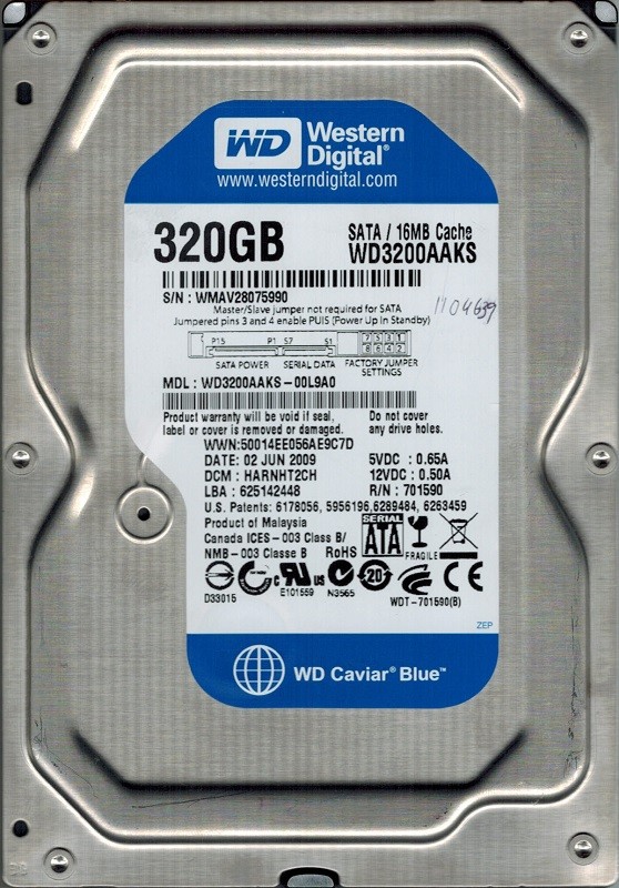 Western Digital WD3200AAKS-00L9A0 320GB DCM: HARNHT2CH