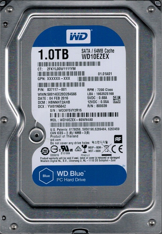 WD10EZEX-60WN4A0 DCM: HBNNHT2AHB WCC6Y Western Digital 1TB