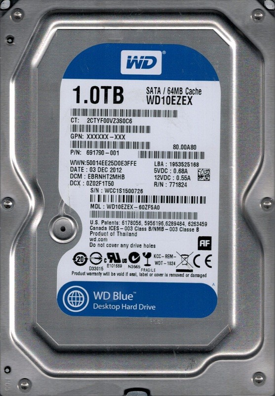 WD10EZEX-60ZF5A0 DCM: EBRNHT2MHB Western Digital 1TB