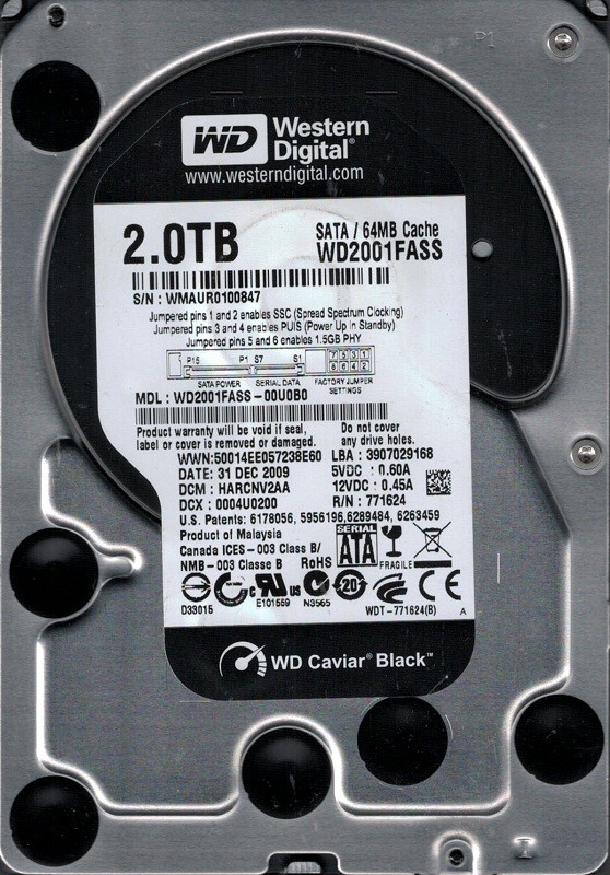 Western Digital WD2001FASS-00U0B0  DCM: HARCNV2AA 2TB