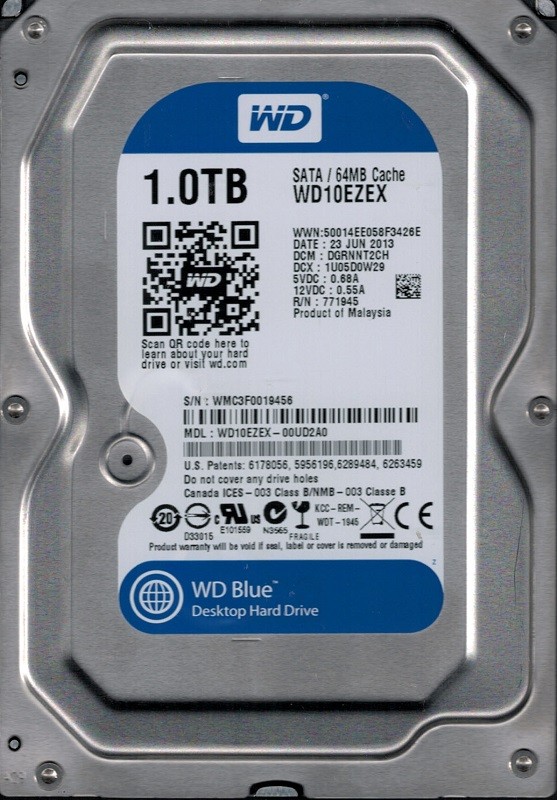 Western Digital WD10EZEX-00UD2A0 DCM: DGRNNT2CH 1TB