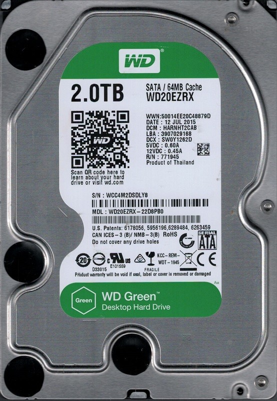 WD20EZRX-22D8PB0 DCM: HARNHT2CAB WCC4M Western Digital 2TB