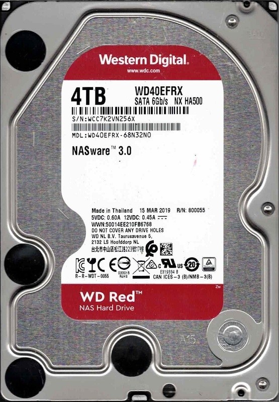 WD40EFRX-68N32N0 WCC7K MAR 2019 Western Digital 4TB