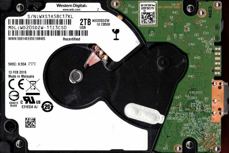 WD20SDZW-11Z3CS0 WXS1A Malaysia FEB 2019 Western Digital 2TB SATA 6Gb/s