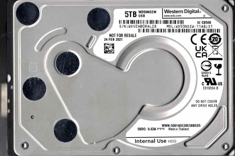 WD50NDZW-11A8JS1 WXV2A FEB 2021 Thailand Western Digital 5TB