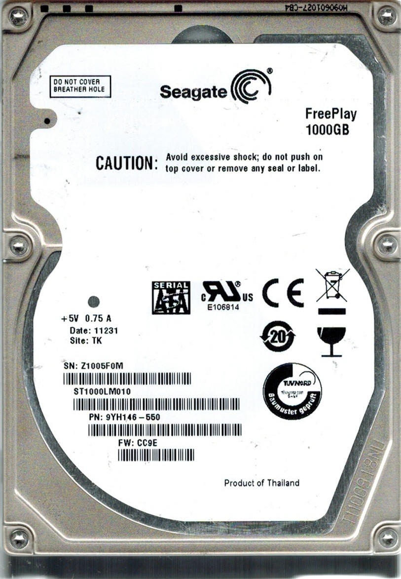 ST1000LM010 Seagate F/W: CC9E P/N: 9YH146-550 TK 1TB FreePlay