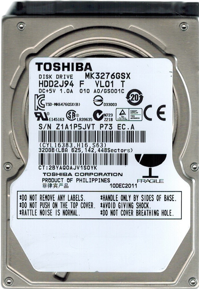 Toshiba MK3276GSX 320GB HDD2J94 F VL01 T