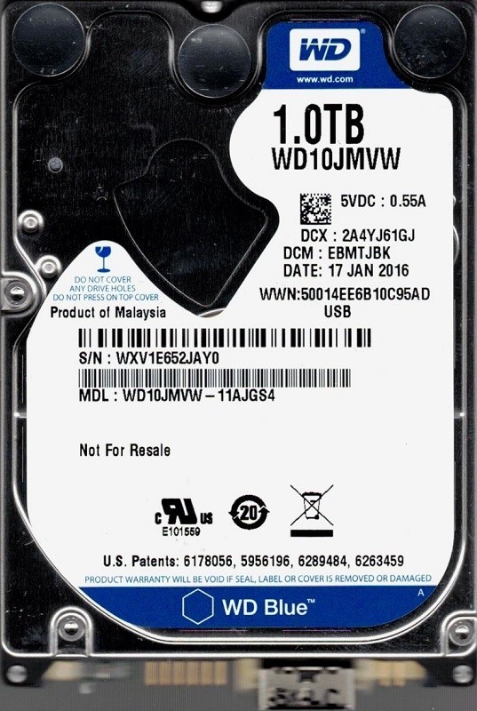 WD10JMVW-11AJGS4 DCM: EBMTJBK WXV1E Western Digital 1TB