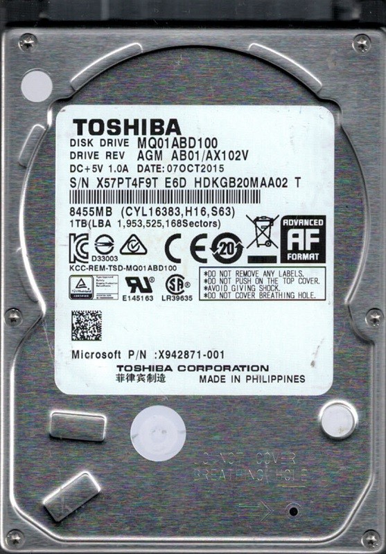 MQ01ABD100 AGM AB01/AX102V PHILIPPINES Toshiba 1TB