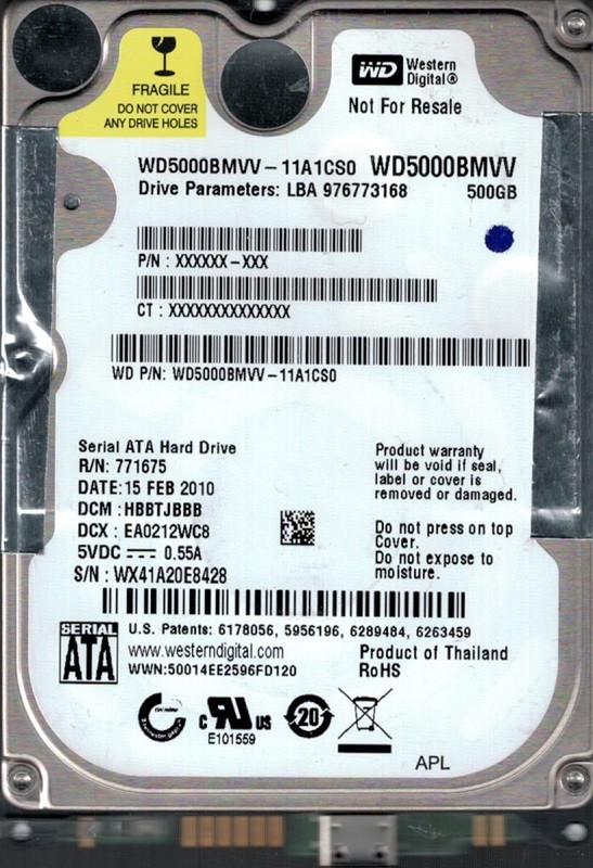 WD5000BMVV-11A1CS0 DCM: HBBTJBBB WX41A Western Digital 500GB