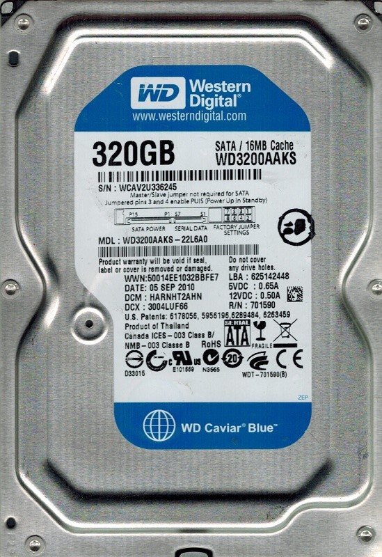 Western Digital WD3200AAKS-22L6A0 320GB DCM: HARNHT2AHN