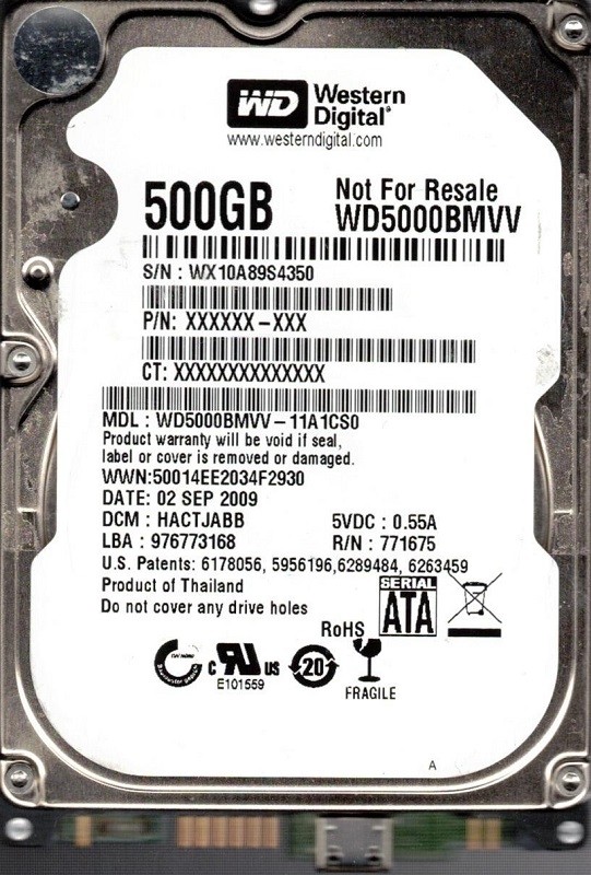 WD5000BMVV-11A1CS0 DCM: HACTJABB WX10A Western Digital 500GB
